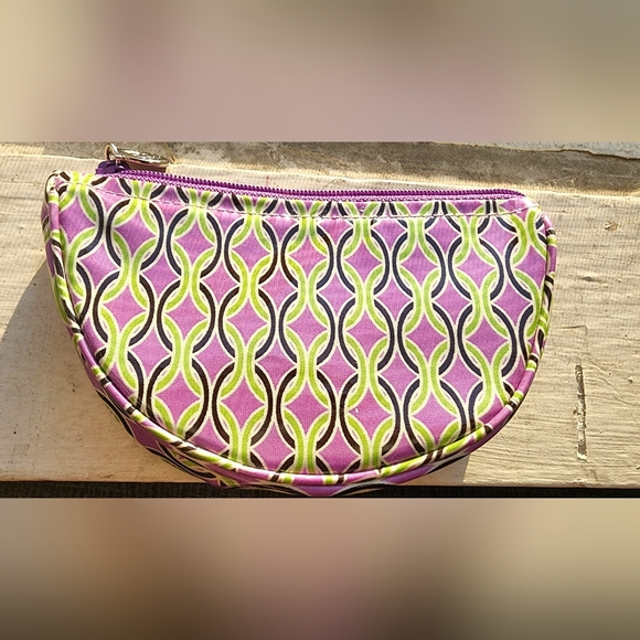 Vera Bradley retired green purple half moon, watermelon slice makeup pouch bag - Picture 3 of 9